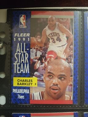 Fleer 1991 Charles Barkley All-Star Team Basketball Card - Blue